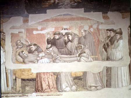 The Death of St. Francis, detail of bier and mourners, from the Bardi chapel de Giotto (di Bondone)