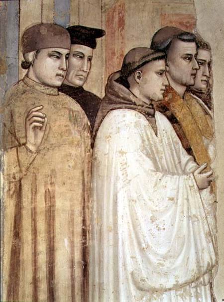 The Death of St. Francis, detail of the standing mourners on the left hand side, from the Bardi chap de Giotto (di Bondone)