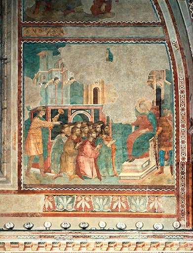 Joseph stellt seiner Brueder wegen des gestohlenen Bechers zur Rede de Giotto (di Bondone)