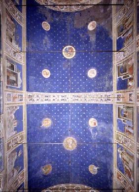 View of the ceiling vault with medallions depicting Christ, Madonna and Child and the Doctors of the