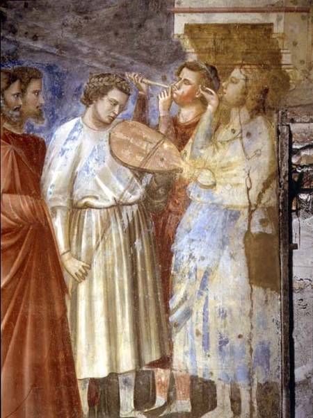 The Virgin's Wedding Procession, detail of the musicians, c de Giotto (di Bondone)