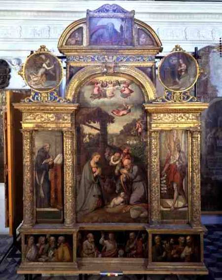 Polyptych showing the Nativity and other religious scenes de Giovan Filippo Crescuolo