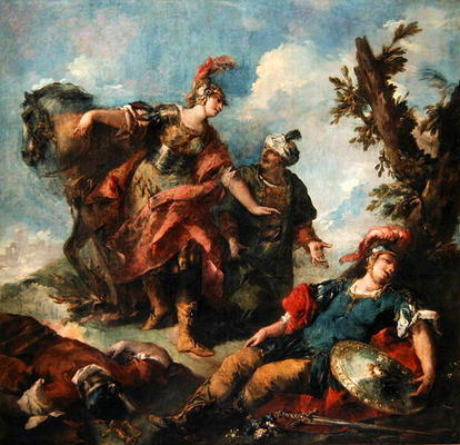 Herminia and Vaprinus Happen upon the Wounded Tancredi after his Duel with Argante, c.1750-55 (oil o de Giovanni Antonio Guardi