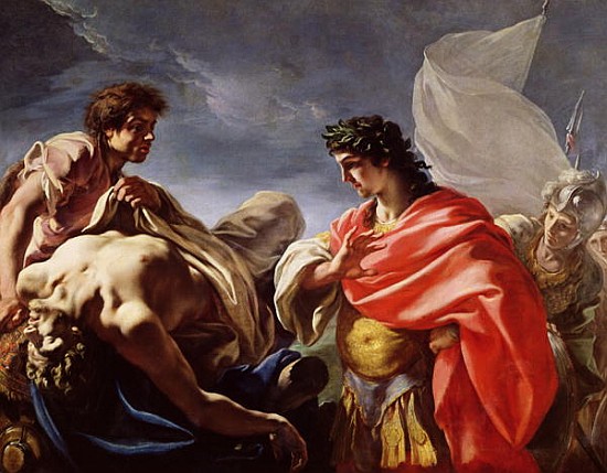 Achilles Contemplating the Body of Patroclus de Giovanni Antonio Pellegrini