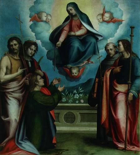 The Virgin of the Sacred Girdle with SS. Thomas, John the Baptist, Louis, John Gualberto and Joseph de Giovanni Antonio Sogliani