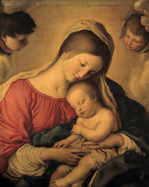 Maria with the slumbering Jesuskind. de Giovan Battista detto "Il Sassoferrato" Salvi