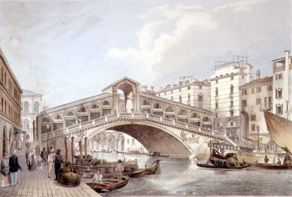 The Ponte di Rialto, Venice, engraved by Lefevre (litho) de Giovanni Battista Cecchini