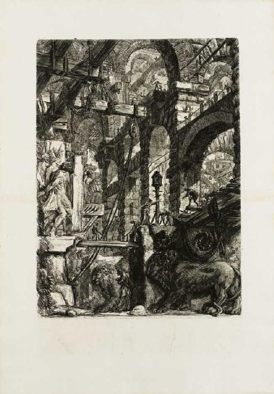 Carceri (Kerker) - Blatt 5: Die Löwenreliefs (aus der 4. Auflage, 1800-09) de Giovanni Battista Piranesi