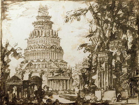 Neo-classical Structures (pen & ink on paper) de Giovanni Battista Piranesi