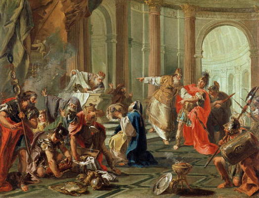 Crassus Ransacks the Temple of Jerusalem, 1743 (oil on canvas) de Giovanni Battista Pittoni