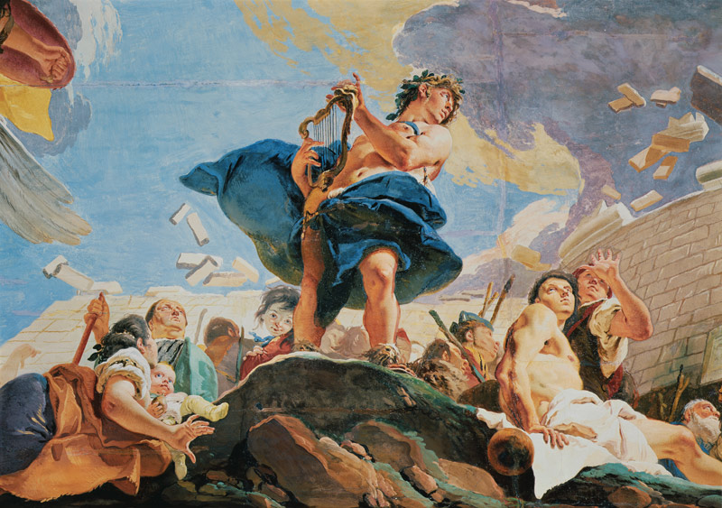 The Force of Eloquence, Amphion raising the walls of Thebes with his lyre de Giovanni Battista Tiepolo