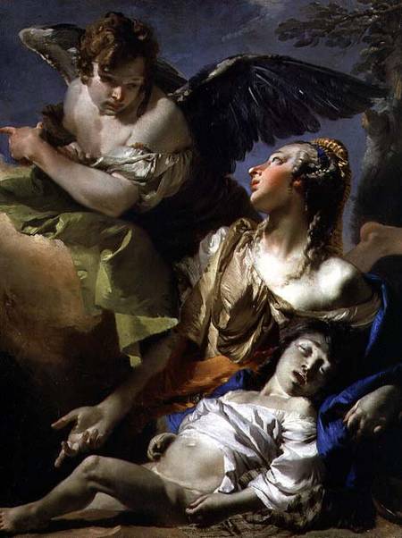 Hagar Assisted by the Angel de Giovanni Battista Tiepolo
