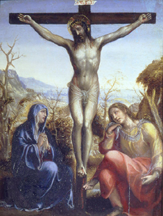 Christus am Kreuz mit Maria und Johannes dem Evangelisten de Giovanni Bazzi Sodoma