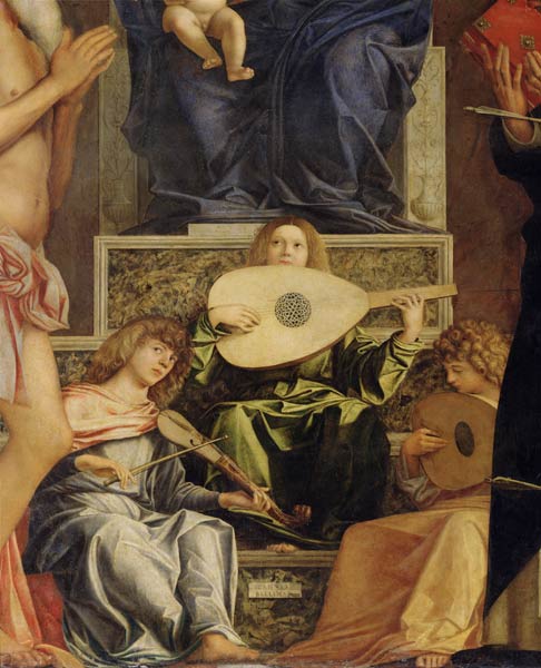The San Giobbe Altarpiece, detail of music-making angels de Giovanni Bellini