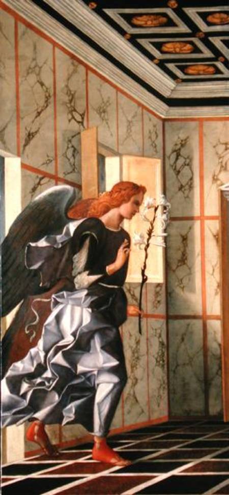 The Archangel Gabriel, from The Annunciation diptych  (post-1998 restoration) de Giovanni Bellini