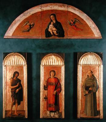 St. Lawrence between John the Baptist and St. Anthony of Padua, in the lunette Madonna and Child wit de Giovanni Bellini