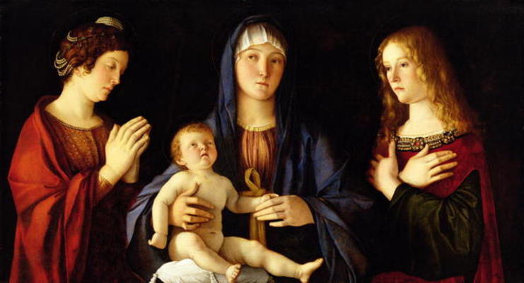 Virgin and Child with St. Catherine and Mary Magdalene, c.1500 (oil on panel) de Giovanni Bellini