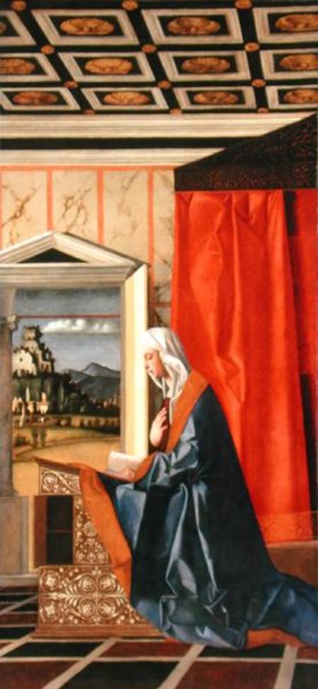 Virgin Mary, from The Annunciation diptych  (post-1998 restoration) de Giovanni Bellini
