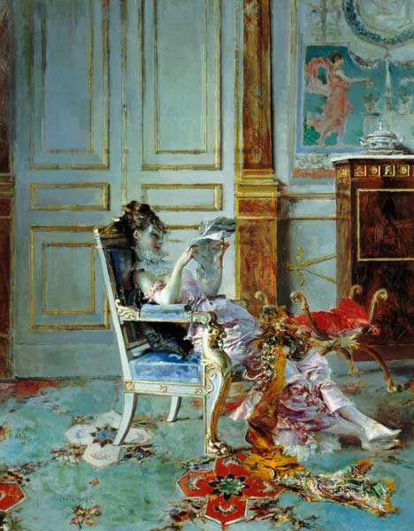 Girl Reading in a Salon de Giovanni Boldini