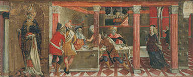 Der Tanz der Salome und Bildnis des Hl. Paulus. Predella eines Altars de Giovanni di Bartolo Matteo