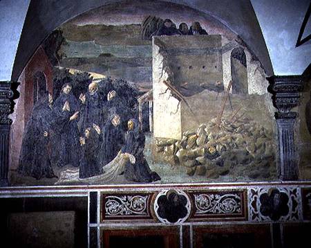 St. Benedict Restoring Life to the Crushed Monk detail from a fresco cycle of the Life of St. Benedi de Giovanni  di Consalvo