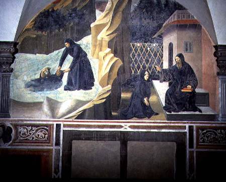St. Benedict Sending Mauro to Save the Drowning Placidus from the Lake detail from the fresco cycle de Giovanni  di Consalvo