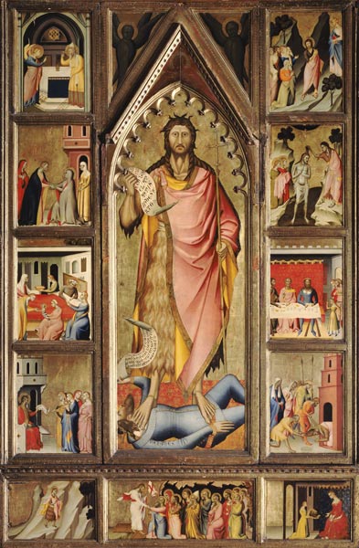 Der Hl. Johannes  umgeben von elf Szenen seines Lebens. de Giovanni (di Niccolo) del Biondo