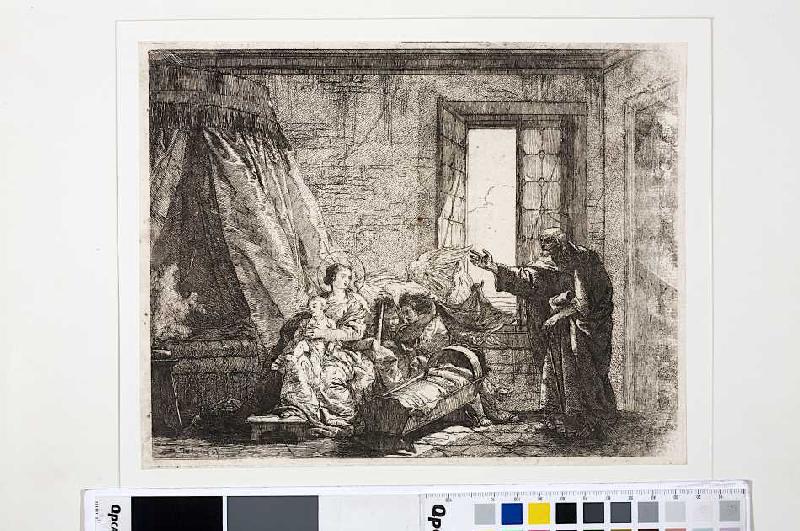 Joseph berichtet Maria von der Aufforderung zur Flucht, aus der Serie Die Flucht nach Ägypten de Giovanni Domenico Tiepolo