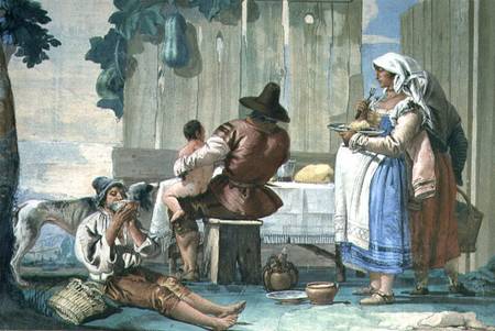 Peasants Eating out of Doors from the 'Foresteria' ( 1757 de Giovanni Domenico Tiepolo