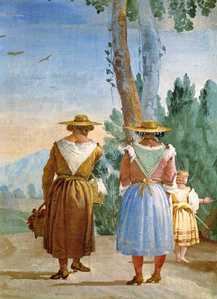Two Peasant Women and a Child Seen from Behind from the 'Foresteria' ( 1757 de Giovanni Domenico Tiepolo