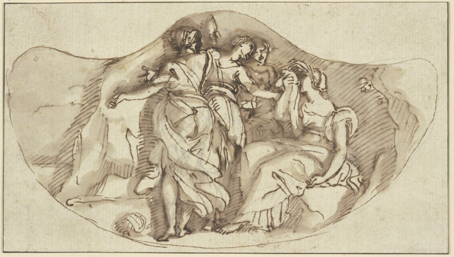 Die drei Parzen mit einer betrübten weiblichen Gestalt de Giovanni Francesco Romanelli