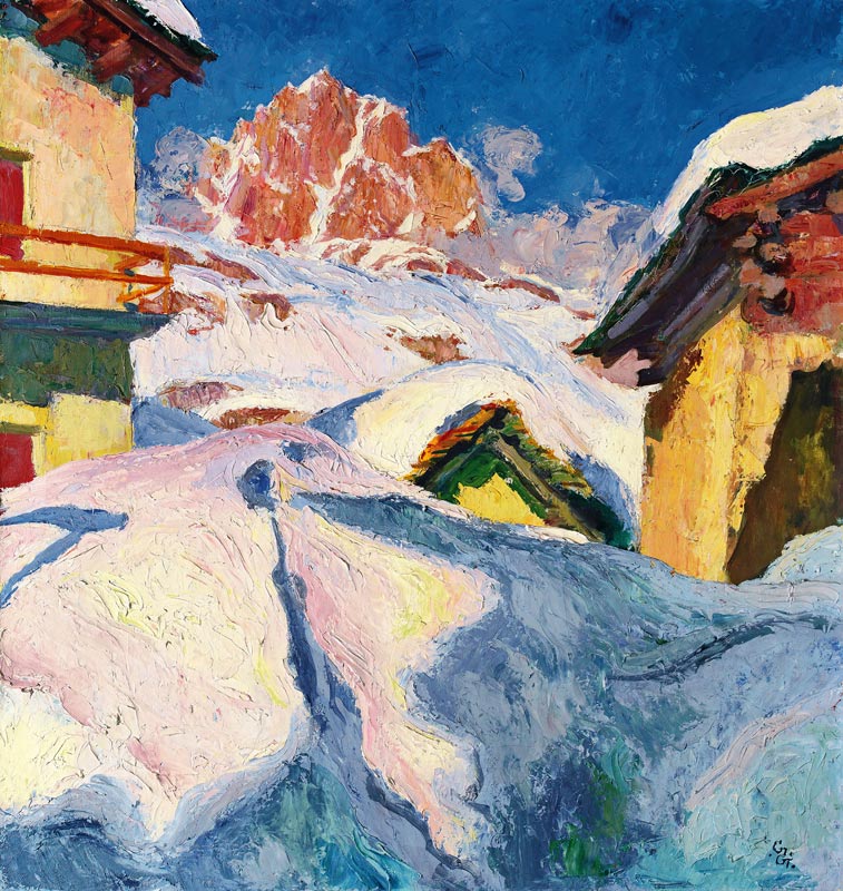 Capolago in Winter with a View of Piz Lagrev de Giovanni Giacometti