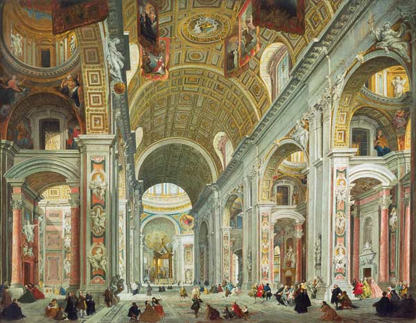 Interior of St. Peter's, Rome de Giovanni Paolo Pannini
