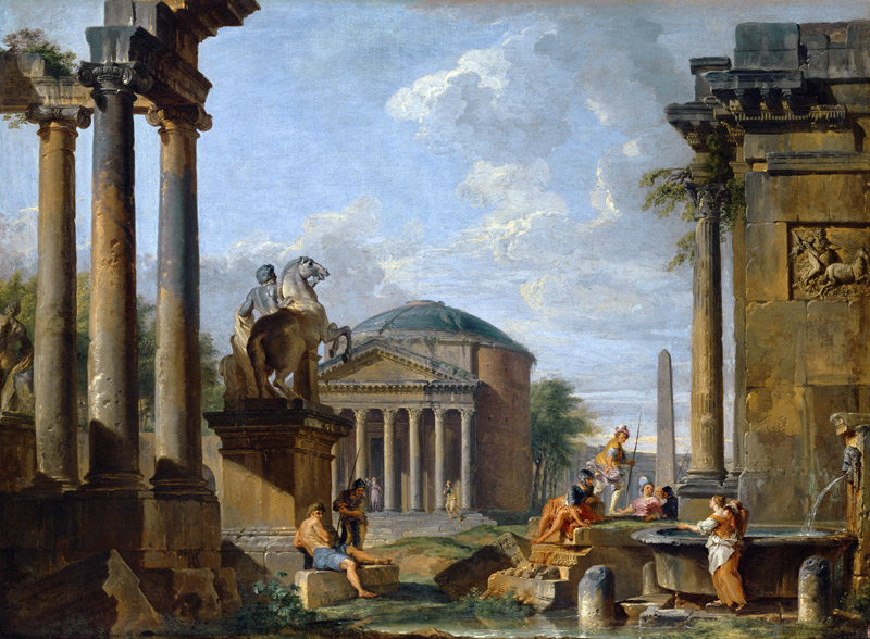 Landscape with Roman Ruins de Giovanni Paolo Pannini