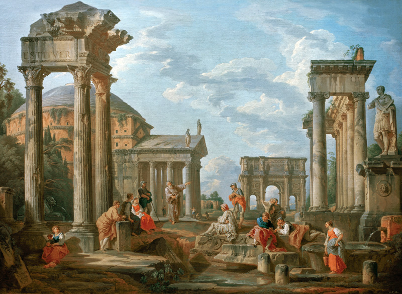 Roman Ruins with a Prophet de Giovanni Paolo Pannini