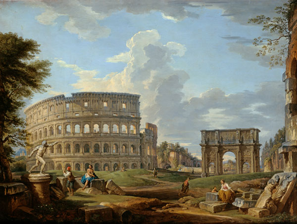 The Colosseum and the Arch of Constantine de Giovanni Paolo Pannini