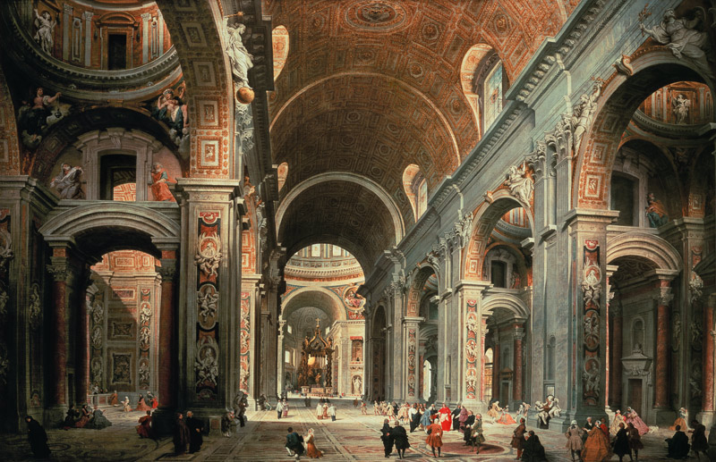Interior of St. Peter's, Rome de Giovanni Paolo Pannini or Panini