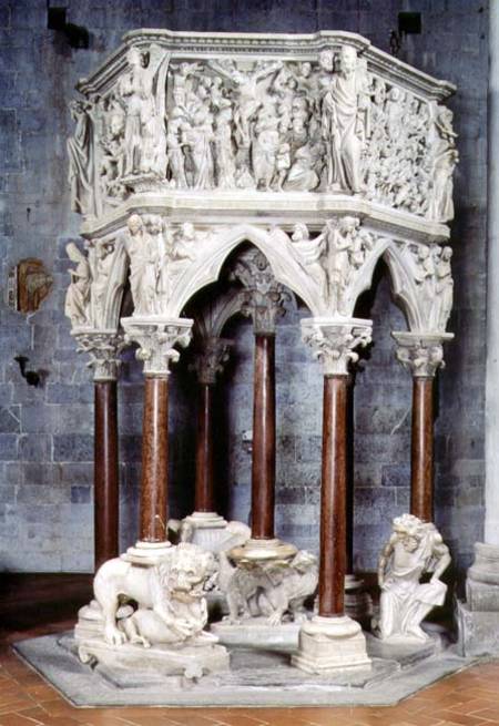 Hexagonal pulpit with dramatic reliefs de Giovanni  Pisano