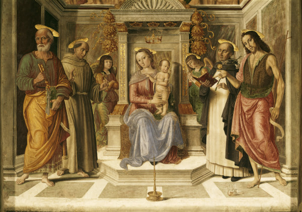 G.Santi, Maria mit Kind u.Heiligen de Giovanni Santi