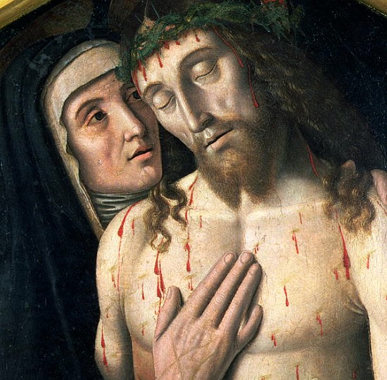 Lamentation of the Dead Christ (detail of 80450) de Giovanni Santi or Sanzio