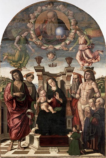 The Madonna and Child Enthroned with Saints de Giovanni Santi or Sanzio