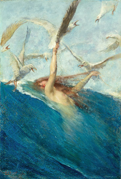 A Mermaid Being Mobbed by Seagulls de Giovanni Segantini