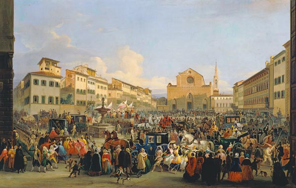 View of Piazza Santa Croce on the occasion of a carnival de Giovanni Signorini