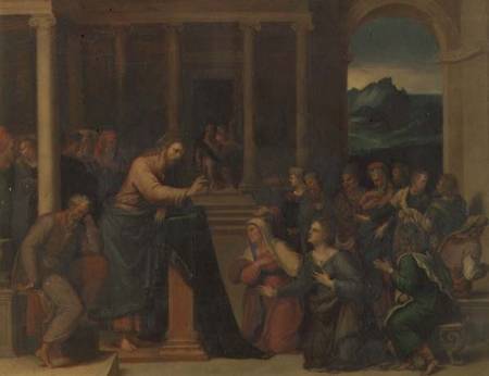 Christ in the House of Mary and Martha (panel) de Girolamo da Carpi