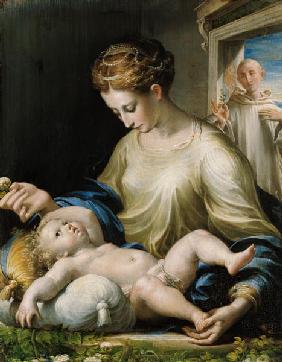 María con el niño y San Bruno
