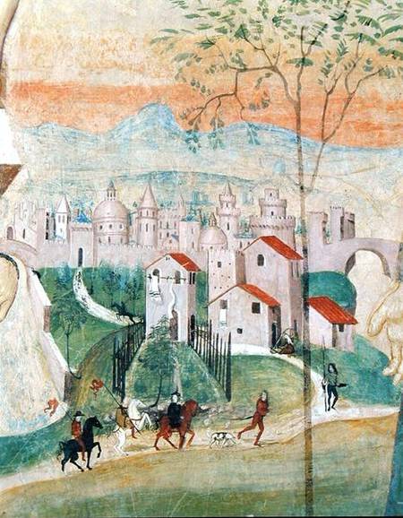 View of Prato City, detail from the Crucifixion, from the Chapter House de Girolamo Ristori
