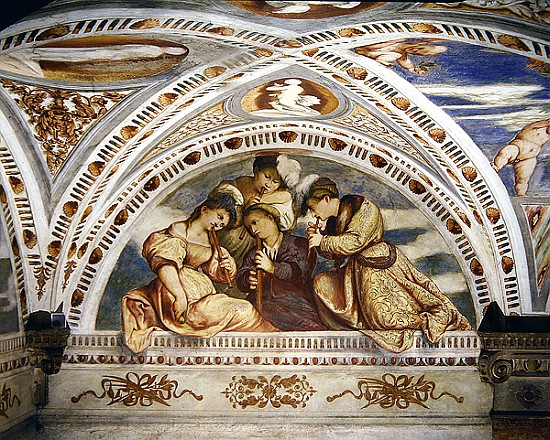 Bezel depicting a concert quartet of recorder players de Girolamo Romanino
