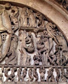 West Portal, detail of the Last Judgement, right hand side depicting the Weighing of Souls