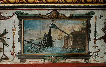 An device that allowed Archimedes (c.287-12 BC) to drag a ship ashore, Stanza della Mattematica de Giulio Parigi