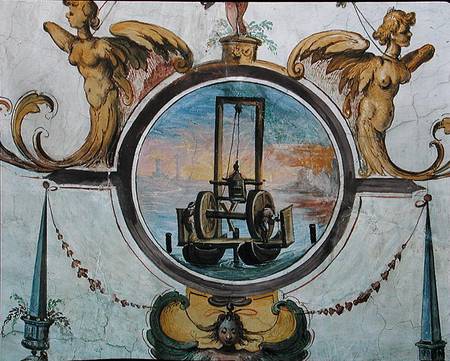 Large pontoon with a device to thrust stakes into the sea-bed, Stanza della Mattematica de Giulio Parigi